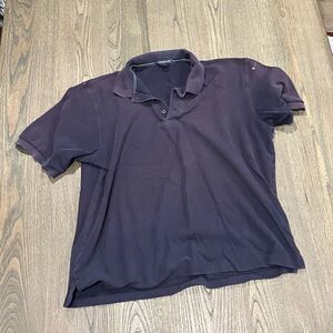 Lands End Navy Blue Short Sleeve Pima Cotton Polo Size L